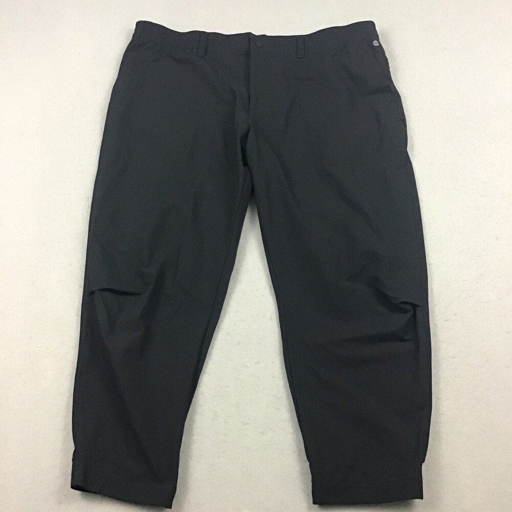 Adidas Pants Men 42 Black Solid Tapered Technical Hiking Elastic Waist Outdoor